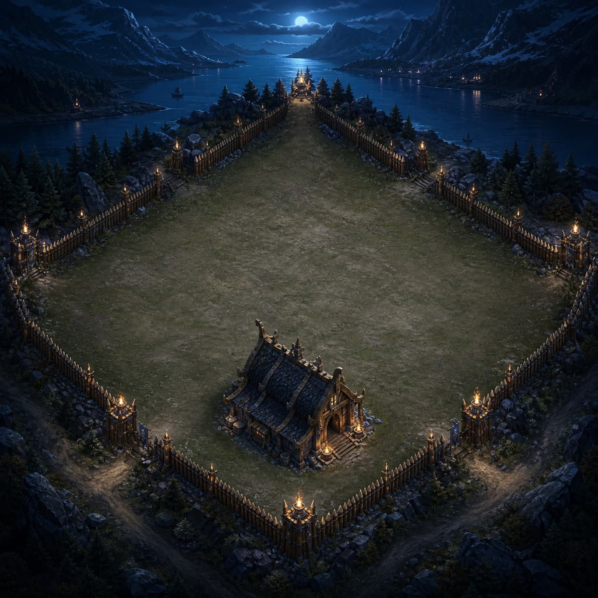 Viking Stronghold isometric base and battle grid